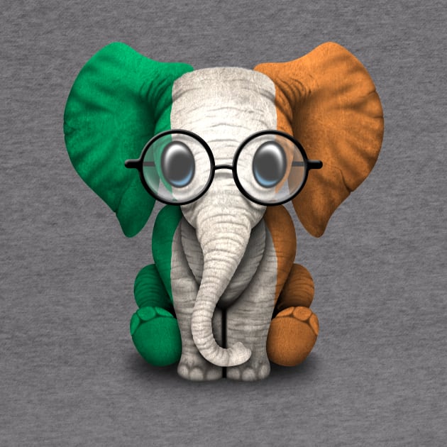 Baby Elephant with Glasses and Irish Flag by jeffbartels